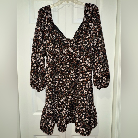 Lily Rose Floral Black Dress. Square-Rugged neckline. Size XXL. NWT - Picture 6 of 15